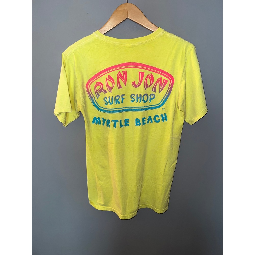 Ron Jon Surf Shop Myrtle Beach Neon Yellow Graphic T-Shirt Mens Small Pink Blue